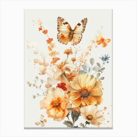 Flowers And Butterflies Canvas Print