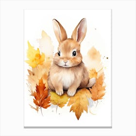 A Rabbit Watercolour In Autumn Colours 3 Canvas Print