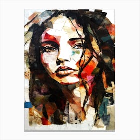 Thinking - Collage Portrait Of A Woman Canvas Print