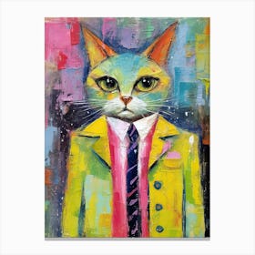 Purrfectly Vogue; Cat Inspired Oil Brush Strokes Canvas Print