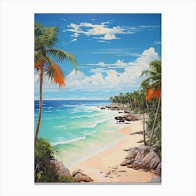 A Painting Of Playa Paraiso, Tulum Mexico 1 Canvas Print