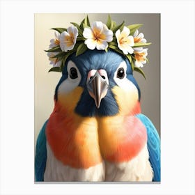 Bird With Flower Crown 2 Canvas Print