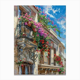 Balcony View Painting In Valencia 4 Canvas Print