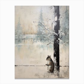 Vintage Winter Animal Painting Squirrel 3 Canvas Print