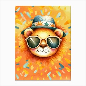 Animal Art Lion Lion In Sunglasses Canvas Print