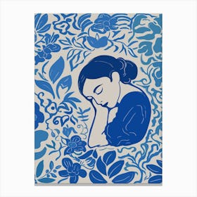 Blue Woman Silhouette 11 Canvas Print