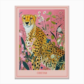Floral Animal Painting Cheetah 4 Poster Canvas Print