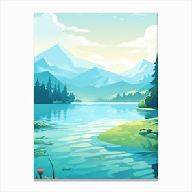 Calm Lake Cool Aquamarine - Landscape Canvas Print