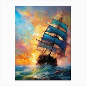 Sailing Ship At Sunset 1 Canvas Print