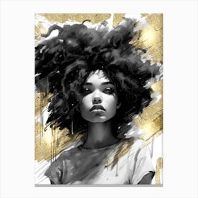 Black Girl with Gold Abstract 16 Canvas Print