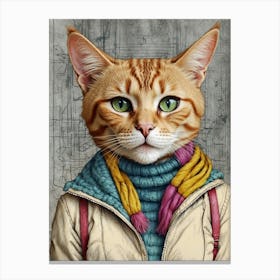 Cat In A Scarf Canvas Print