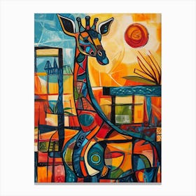 Colourful Giraffe Portrait 2 Canvas Print