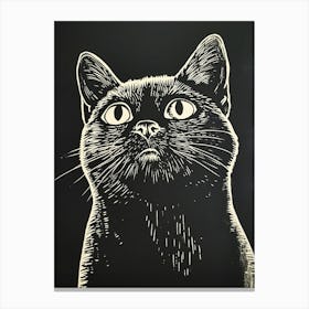 British Shorthair Linocut Blockprint 7 Canvas Print