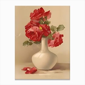 Red Roses In A Vase 3 Canvas Print