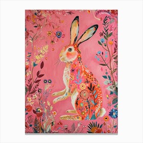 Floral Animal Painting Rabbit 1 Canvas Print