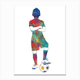 Soccer Player Boy Watercolor Canvas Print