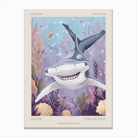 Purple Hammerhead Shark Seascape Poster Canvas Print