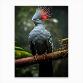 Perched Paradise: Crowned Pigeon Art Canvas Print