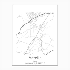 Merville,France Minimalist Map Canvas Print