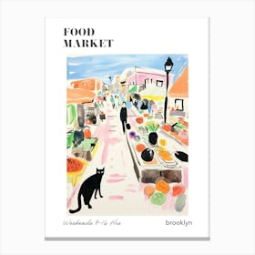 The Food Market In Brooklyn 4 Illustration Poster Canvas Print