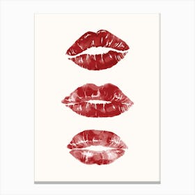 Lipstick Kisses Red Poster Canvas Print