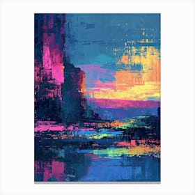 Abstract - Sunset | Pixel Art Series 1 Canvas Print