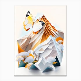 Apollo Butterfly In Mountain Landscape Origami Style 1 Canvas Print