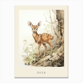 Beatrix Potter Inspired  Animal Watercolour Deer 1 Canvas Print