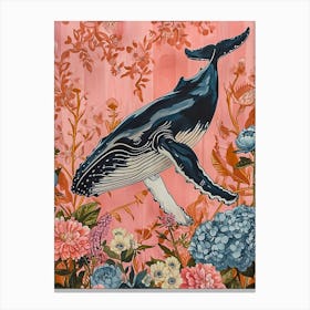 Floral Animal Painting Humpback Whale 2 Canvas Print
