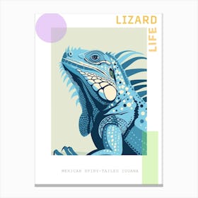 Pastel Blue Mexican Spiny Tailed Iguana Abstract Modern Illustration 3 Poster Canvas Print