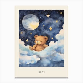 Baby Bear 3 Sleeping In The Clouds Nursery Poster Canvas Print