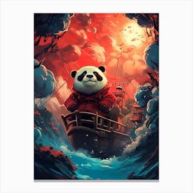 Panda Bear On A Boat Canvas Print