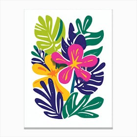 Tropical Leaves And Flowers Canvas Print