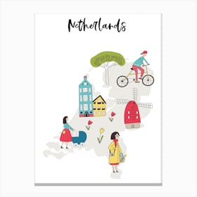 Netherlands Map Canvas Print