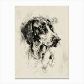 English Foxhound Dog Charcoal Line 2 Canvas Print