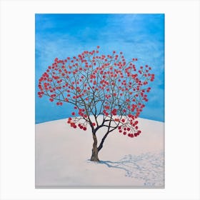 Tree Of Roses On Snow Covered Hill Canvas Print
