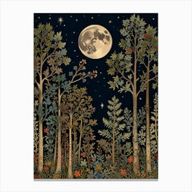 Moonlight In The Forest Style William Morris 1 Art Print 2 Canvas Print