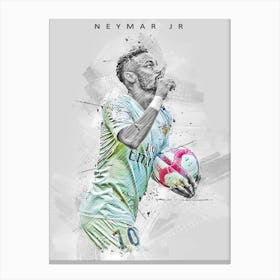 Neymar Jr Portrait Drawing Canvas Print