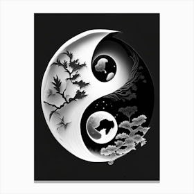 Black And White Yin and Yang 3, Illustration Canvas Print
