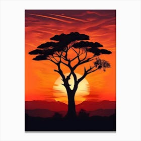 Acacia Tree At Sunset Canvas Print