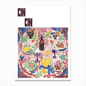 Cin Cin Poster Table With Wine Matisse Style 9 Canvas Print