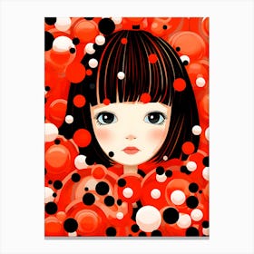 Girl In Red Bubbles Canvas Print