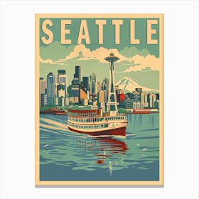 Seattle 4 Vintage Travel Poster Canvas Print