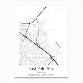 East Palo Alto,United States Minimalist Map Canvas Print