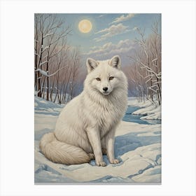 Arctic Fox In Winter Sun Canvas Print