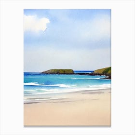 Crantock Beach 2, Cornwall Watercolour Canvas Print