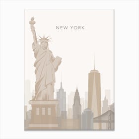 Beige New York Skyline Canvas Print