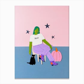 Boo Halloween Witch Babe Canvas Print