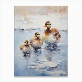 Icy Ducklings Brushstrokes 3 Canvas Print