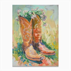 Cowboy Boots And Wildflowers Wild Leek Canvas Print